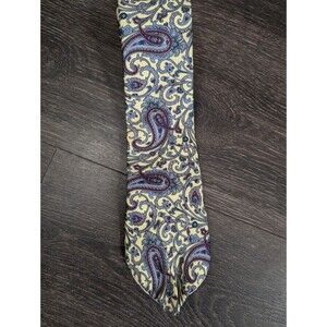 Liberty of London Tie Yellow Purple Blue Paisley 70s 80s USA Silk Vintage